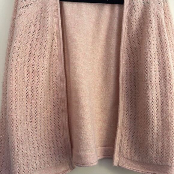 NWT Croft & Barrow Pink Shimmer Pointelle Open Front Cardigan Size XL - Picture 4 of 7